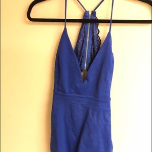 Blue Bodycon dress with lace back